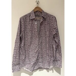 Canali Men's Dress Shirt Button Up Long Sleeve Floral Print Cotton Sz L